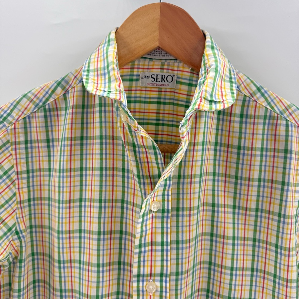 Ms SERO Vintage Superfine Poplin Rainbow Colored Plaid Button Down Shirt Size 6 - Picture 2 of 8
